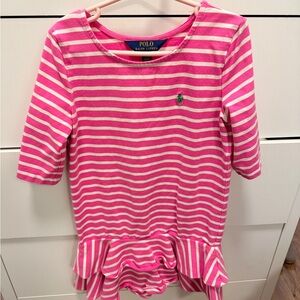 Polo by Ralph Lauren Pink and White Striped Top